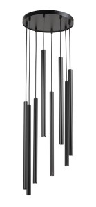 Sopel Koło lampa wisząca 8-punktowa czarna 33628