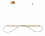 Lampa wisząca Meleca LP-2345/1P S GD CCT w kolorze złotym z białym elementem w kształcie nieskończoności. Ujęcie frontalne, zawieszona na cienkim kablu. Wyposażona w 1xLED o mocy 24W, oferuje regulację temperatury barwowej (CCT).