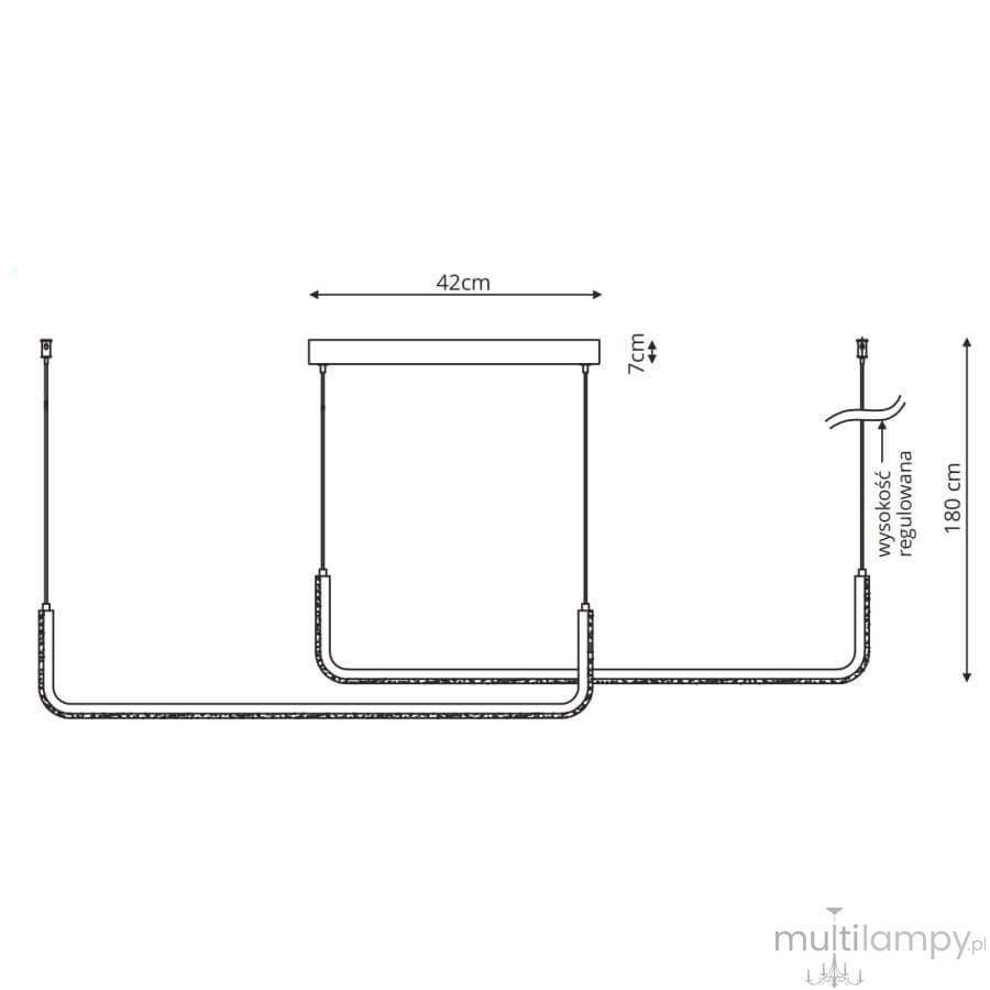 Lampa wisząca Malawi 2xLED/40W w kolorze czarnym, o wymiarach 42 cm szerokości i 7 cm wysokości, z regulowaną długością zawieszenia do 180 cm, z prostym, nowoczesnym designem.