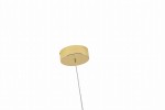 Lampa wisząca Mariposa LP-1715/1P w kolorze złotym, z okrągłym, płaskim deklem i cienkim przewodem, zawieszona w pionie, idealna do nowoczesnych wnętrz. Tło białe, co podkreśla jej elegancki wygląd.