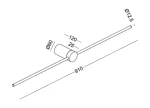 Kinkiet Wand 467 z dwoma źródłami LED 10W w kolorze czarnym i złotym. Okrągła podstawa o średnicy 60 mm, z prostym, liniowym ramieniem o długości 910 mm i średnicy 12,5 mm. Montaż ścienny.