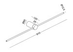 Kinkiet Wand 467A w kolorze czarnym i złotym, z dwoma źródłami światła LED o mocy 10W. Posiada prostą, cylindryczną podstawę oraz poziomy, smukły klosz. Wymiary: długość 910 mm, średnica podstawy 60 mm, średnica klosza 12,5 mm.