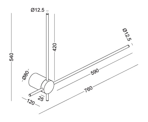 Wand 469 kinkiet 2xLED 12W w kolorze białym i złotym, o okrągłej podstawie i dwóch poziomych ramionach. Wymiary: długość 760 mm, wysokość 540 mm, średnica 12,5 mm. Prosta, nowoczesna konstrukcja.