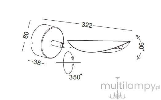 Kinkiet LED Buket 395 o mocy 2W w kolorze czarnym i złotym, o okrągłej podstawie. Wymiary: 322 mm długości, 80 mm średnicy, 38 mm grubości. Możliwość obrotu 350°. Nowoczesny, minimalistyczny design.