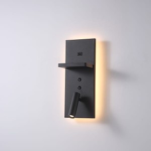 Hotels 417H kinkiet 2xLED 7W z portem USB i ładowarką indukcyjną czarny