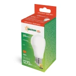 Żarówka LED GLS E27 o mocy 13W, emitująca ciepłe białe światło (3000K). Na opakowaniu widoczny jest obrazek żarówki oraz szczegóły techniczne, takie jak moc, strumień świetlny (1270 lumenów) i typ gwintu (E27).