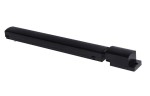 Zasilacz wpinany do szyn magnetycznych SLIM o mocy 100W i napięciu 48DC w kolorze czarnym. Produkt ma prostokątny kształt z jedną końcówką mocującą. Widoczny na zdjęciu jest w pozycji leżącej, z gładką, matową powierzchnią.