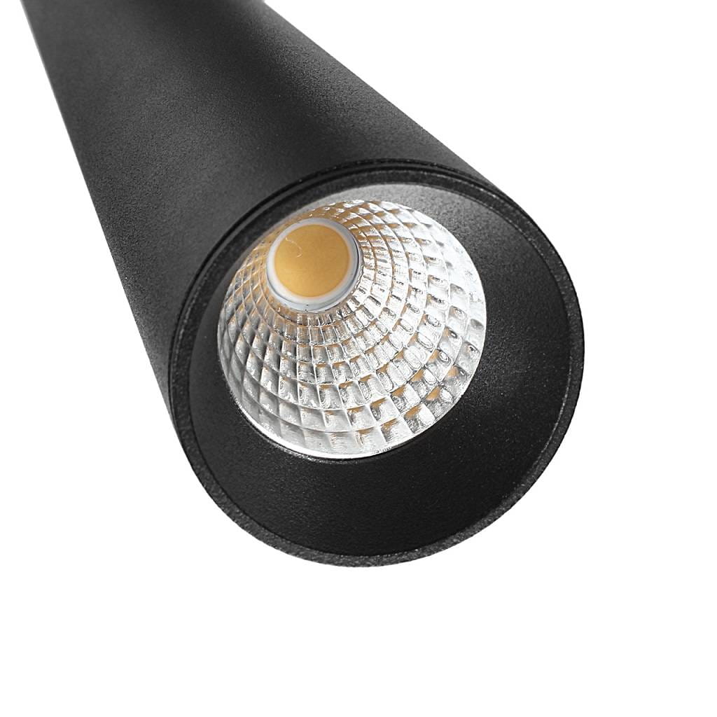 Lampa wisząca LED do szyny magnetycznej SLIM 10W/4000K w kolorze czarnym, z okrągłym kloszem i fakturowanym wnętrzem, widoczna z góry, z wyraźnym źródłem światła w centrum. Idealna do nowoczesnych wnętrz.