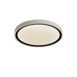 Plafon Vegas D30 w kolorze czarnym, z okrągłym kształtem, wyposażony w 1xLED 18W. Widok z boku, z delikatnym białym kloszem i czarną ramką. Produkt wiszący, idealny do nowoczesnych wnętrz.