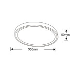 Plafon Vegas D30 w kolorze czarnym, o średnicy 300 mm i wysokości 50 mm, z jedną diodą LED o mocy 18W. Okrągły kształt, minimalistyczny design, idealny do nowoczesnych wnętrz.