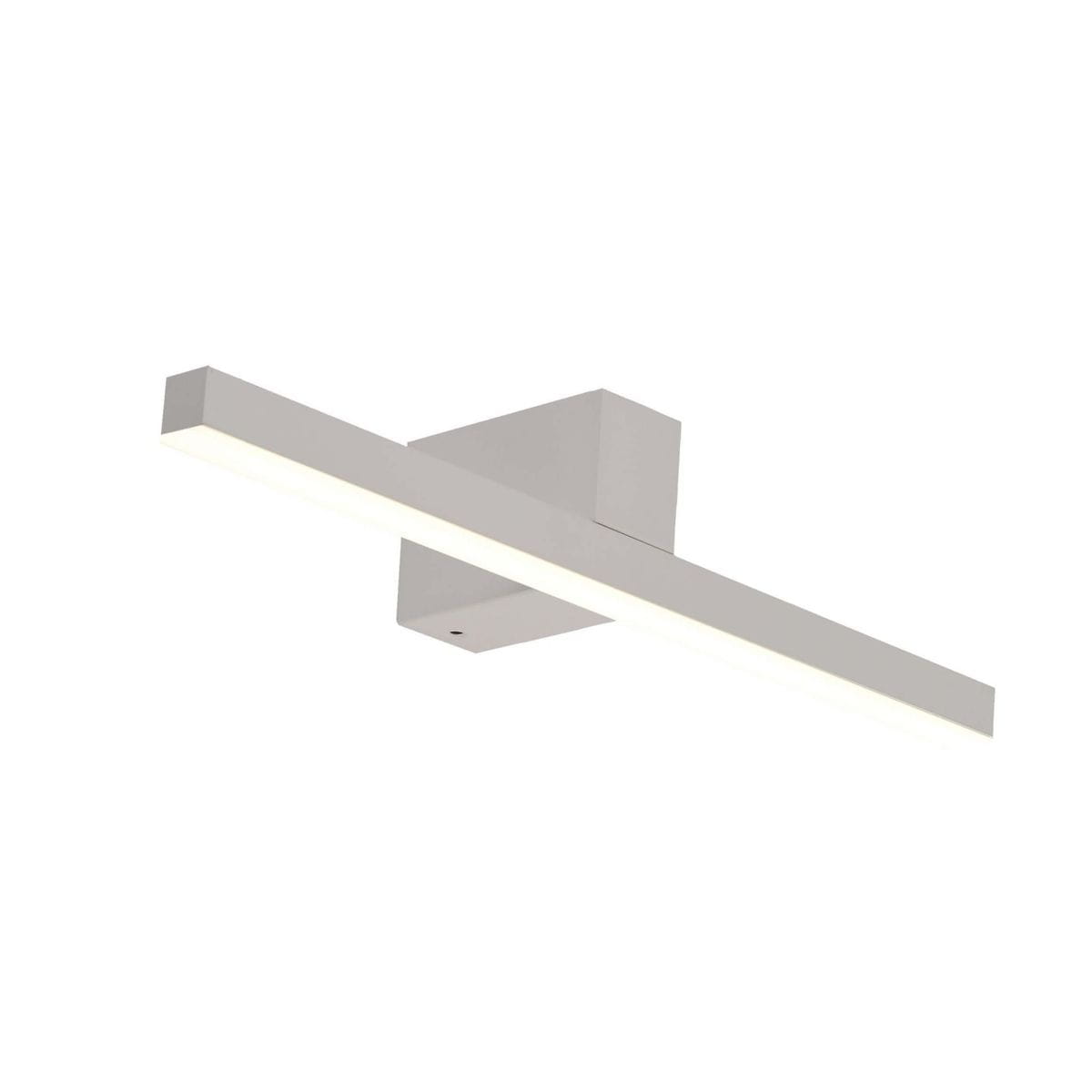 Kinkiet Nevada M z białym wykończeniem, prostokątny kształt z zamontowanym paskiem LED o mocy 12W. Ujęcie frontalne, produkt zamontowany na ścianie, minimalistyczny design, idealny do nowoczesnych wnętrz.