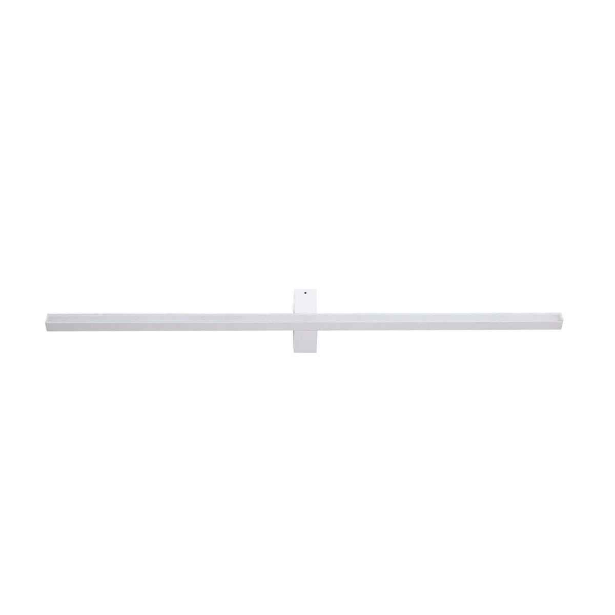 Biały kinkiet Nevada XXL z 1 źródłem LED o mocy 32W, w prostokątnym kształcie. Ujęcie frontalne, produkt zamontowany na ścianie, minimalistyczny design, gładka powierzchnia. Idealny do nowoczesnych wnętrz.