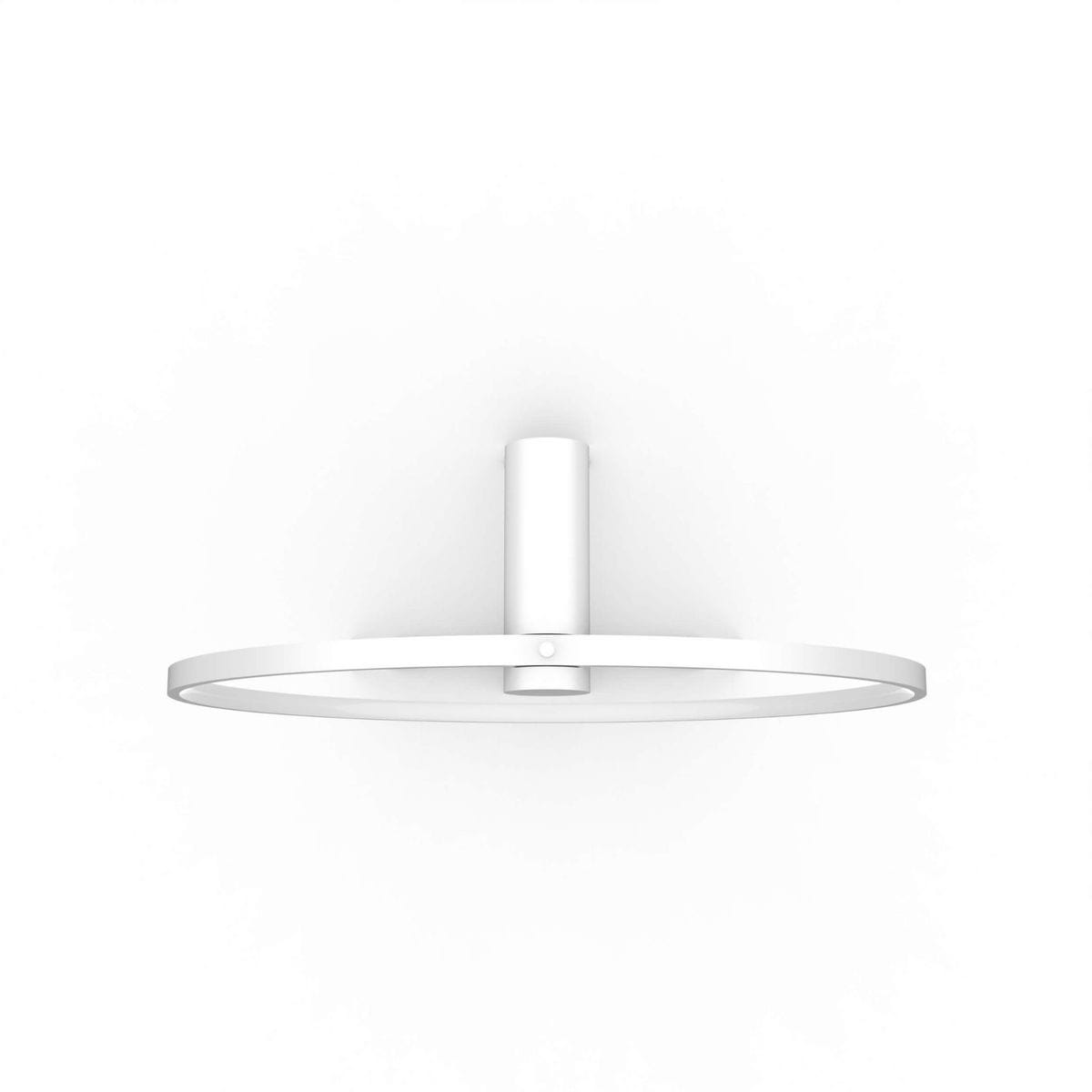 Kinkiet LED Mirror D60 w kolorze białym, o okrągłej formie z płaskim kloszem, montowany na ścianie. Posiada centralny element świetlny, z możliwością regulacji temperatury barwowej (CCT). Wodoodporny (IP44), idealny do łazienek.