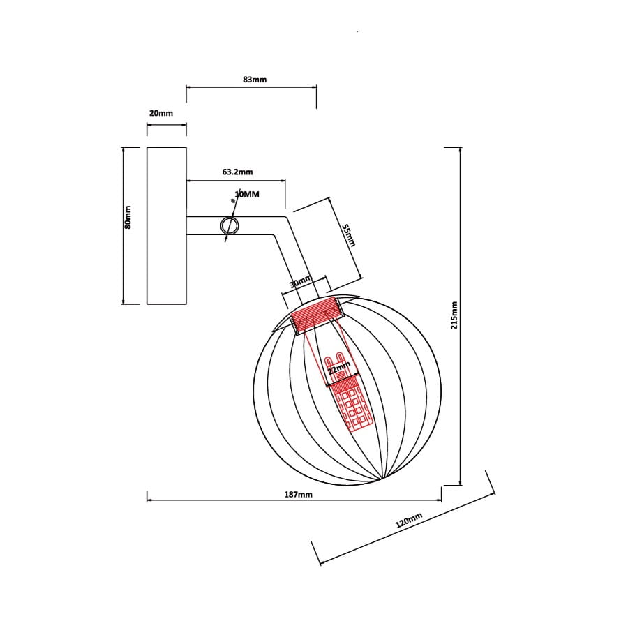 Kinkiet Arette 1xG9 w kolorze złotym, z okrągłą, przezroczystą kloszem. Ujęcie boczne, z widocznymi wymiarami: wysokość 215 mm, szerokość 120 mm, głębokość 83 mm. Metalowy stelaż z odpornym wykończeniem. Idealny do nowoczesnych wnętrz.