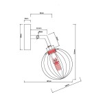 Kinkiet Arette 1xG9 w kolorze złotym, z okrągłą, przezroczystą kloszem. Ujęcie boczne, z widocznymi wymiarami: wysokość 215 mm, szerokość 120 mm, głębokość 83 mm. Metalowy stelaż z odpornym wykończeniem. Idealny do nowoczesnych wnętrz.