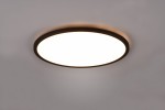 Czarny plafon Aureo D40 z pilotem, o okrągłym kształcie, z białą, matową powierzchnią LED o mocy 30W. Produkt zamontowany na suficie, z równomiernym oświetleniem, bez widocznych napisów czy logo.