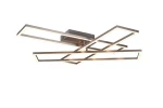Lampa sufitowa Corso w kolorze niklowym z trzema źródłami światła LED o mocy 36W. Posiada nowoczesny, geometryczny design z prostokątnymi ramkami, zamontowana na płaskim stelażu. Widok z boku, pokazujący detale konstrukcji.