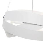 Lampa wisząca Tornado 3xE27 w kolorze białym, wykonana z metalu, o nowoczesnym, minimalistycznym designie. Ujęcie z boku, ukazujące opływowe kształty i detale mocowania. Idealna do nowoczesnych wnętrz.