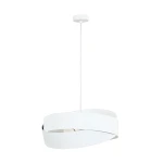 Lampa wisząca Tornado w kolorze białym z trzema oprawami E27. Posiada nowoczesny, zakrzywiony kształt oraz długi przewód. Zawieszona na okrągłym, białym mocowaniu. Idealna do aranżacji wnętrz w stylu minimalistycznym.