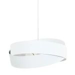 Lampa wisząca Tornado 3xE27 w kolorze białym, o opływowym kształcie z zakrzywionymi elementami. Zawieszona na cienkim przewodzie, odsłania źródło światła, nadając nowoczesny wygląd. Idealna do przestrzeni mieszkalnych.