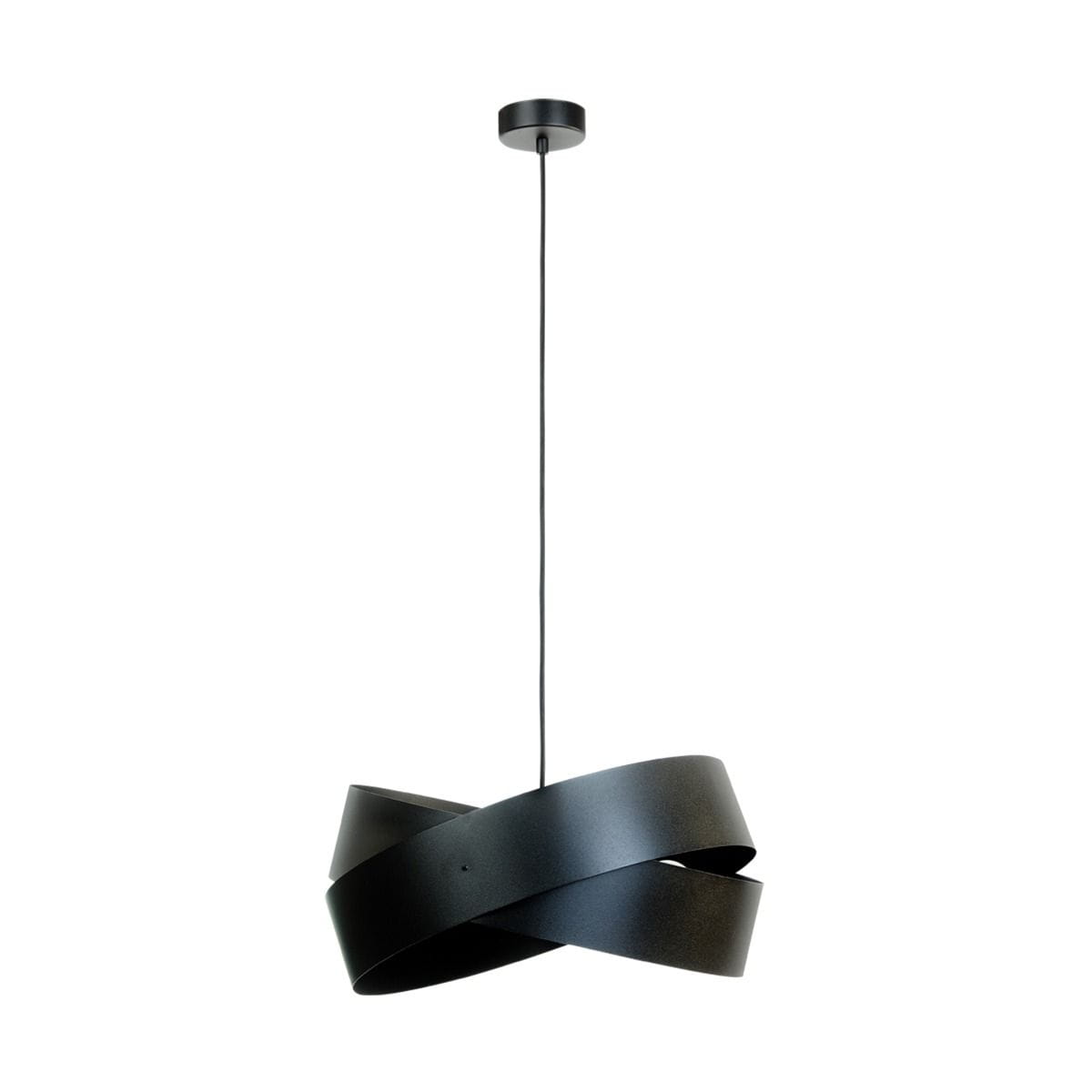 Lampa wisząca Tornado w kolorze czarnym, z trzema oprawami E27. Charakteryzuje się nowoczesnym, skręconym kształtem oraz matową powierzchnią. Zawieszona na cienkim przewodzie, idealna do nowoczesnych wnętrz.