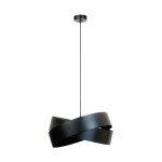 Lampa wisząca Tornado w kolorze czarnym, z trzema oprawami E27. Charakteryzuje się nowoczesnym, skręconym kształtem oraz matową powierzchnią. Zawieszona na cienkim przewodzie, idealna do nowoczesnych wnętrz.