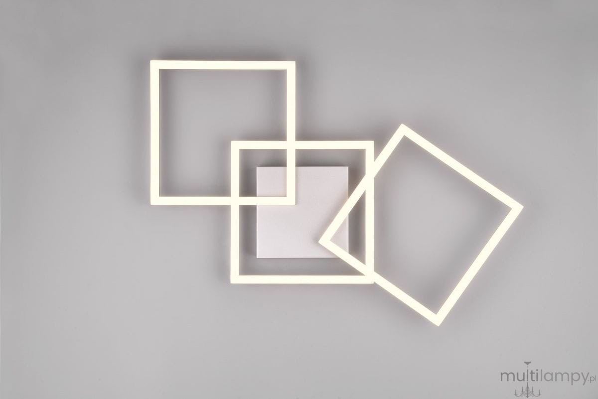 Lampa sufitowa Trail z trzema ramkami LED w kolorze tytanowym, o mocy 31W, z geometrycznym układem. Widok z góry, ukazujący różne kształty ram z białym tłem. Idealna do nowoczesnych wnętrz.