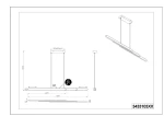 Czarna lampa wisząca Helios z jedną diodą LED o mocy 48W. Kształt prostokątny, z regulowanym zawieszeniem. Wymiary: długość 1300 mm, szerokość 825 mm, wysokość 1500 mm. Ujęcie z boku, pokazujące detale.