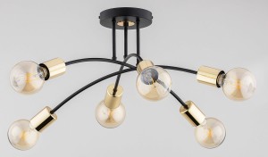 Tilan lampa sufitowa 6xE27 czarna/złota 63169