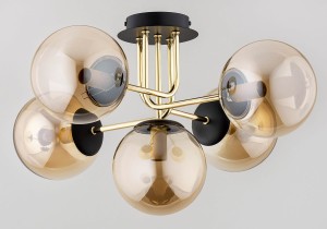 Boss lampa sufitowa 5xE14 złota/czarna 63182