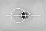 Lampa sufitowa Montilla z pilotem, 3xLED/54W, w kolorze czarnym. Produkt ma nowoczesny design z połączonymi okręgami i prostokątną bazą. Ujęcie z góry, na jednolitym tle. Wymiary i detale konstrukcji są widoczne.