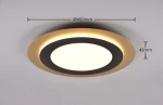 Plafon Morgan z pilotem, 1xLED/42W, o średnicy 450 mm i wysokości 42 mm. Wykończenie w kolorze czarnym i złotym, okrągły kształt z białym kloszem i podświetleniem. Produkt wiszący, idealny do nowoczesnych wnętrz.