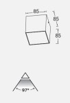 Ciemnoszara lampa sufitowa Gemini o wymiarach 85x85 mm, z jedną diodą LED o mocy 7W i temperaturze barwowej 4000K. Kąt świecenia wynosi 97°. Idealna do oświetlenia elewacji.