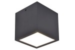 Lampa sufitowa Gemini w kolorze ciemnoszarym, kwadratowa, z jedną diodą LED 7W i temperaturą barwową 4000K. Ujęcie z boku, pokazujące gładką powierzchnię i jasne źródło światła na dolnej krawędzi.