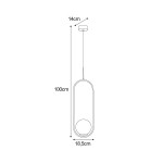 Lampa wisząca Davos 1xE14 w kolorze czarnym i grafitowym, o wymiarach 100 cm wysokości, 18,5 cm szerokości i 14 cm średnicy. Posiada nowoczesny, okrągły kształt i jest zawieszona na cienkim przewodzie.