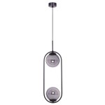 Lampa wisząca Davos w kolorze czarnym i grafitowym z dwoma żarówkami E14. Okrągłe klosze w przezroczystym kolorze, zawieszone na cienkim przewodzie. Stylowy design, montowana na suficie.
