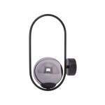 Kinkiet Davos 1xE14 w kolorze czarnym i grafitowym, z metalową ramą w kształcie elipsy. Posiada przezroczystą kulistą oprawę, która odbija światło. Montowany na ścianie, z widocznym elementem mocującym.