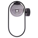 Kinkiet Davos w kolorze czarnym i grafitowym, z okrągłą szklaną kopułą w odcieniu szaro-przezroczystym. Montowany na ścianie, z widocznym mocowaniem. Stylowy i nowoczesny design, idealny do wnętrz.