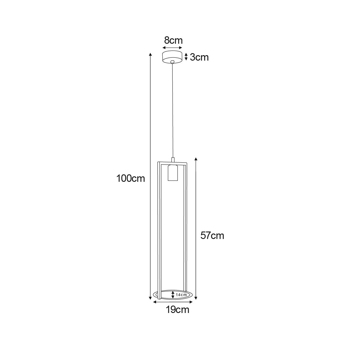 Estera lampa wisząca czarna z funkcją kwietnika, z oprawą na 1 żarówkę E27. Wymiary: długość 100 cm, średnica 19 cm, wysokość kwietnika 57 cm. Prosta konstrukcja z metalowym wykończeniem, zawieszona na cienkim przewodzie.