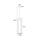 Estera lampa wisząca czarna z funkcją kwietnika, z oprawą na 1 żarówkę E27. Wymiary: długość 100 cm, średnica 19 cm, wysokość kwietnika 57 cm. Prosta konstrukcja z metalowym wykończeniem, zawieszona na cienkim przewodzie.