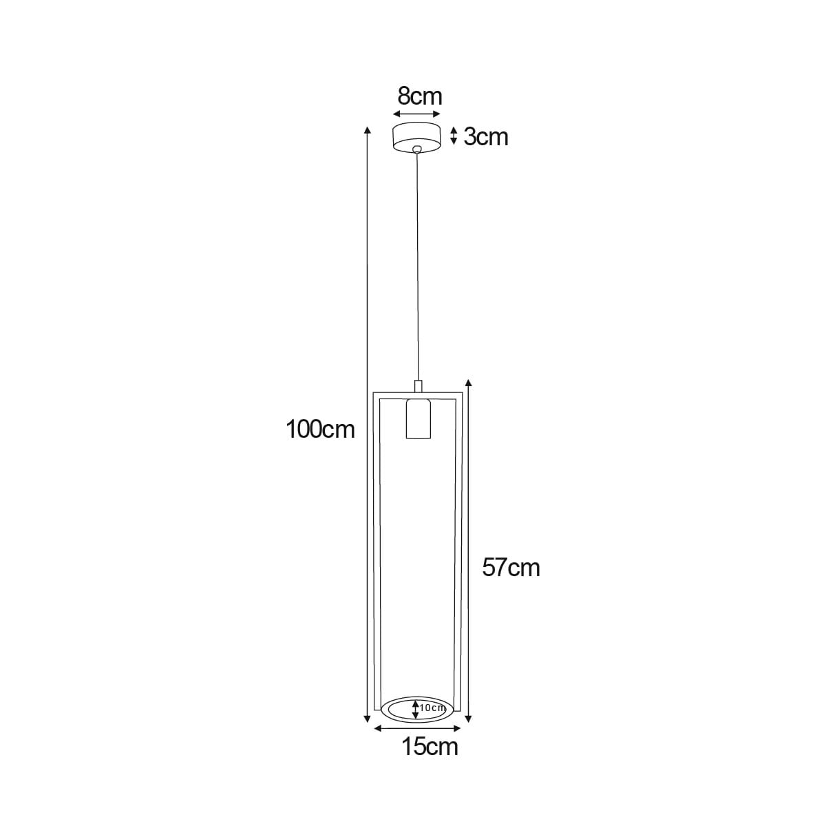 Lampa wisząca Estera w kolorze czarnym, z funkcją kwietnika. Kształt prostokątny, wymiary: wysokość 100 cm, szerokość 15 cm, z zawieszeniem 57 cm. Montaż sufitowy, miejsce na żarówkę E27. Prosta konstrukcja, idealna do nowoczesnych wnętrz.