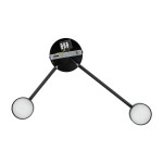 Kinkiet Avia 2xGX53 w kolorze czarnym z dwiema okrągłymi oprawami. Produkt ma dwa długie ramiona, które wychodzą z centralnej, okrągłej podstawy. Wewnątrz podstawy widoczne są przewody elektryczne.