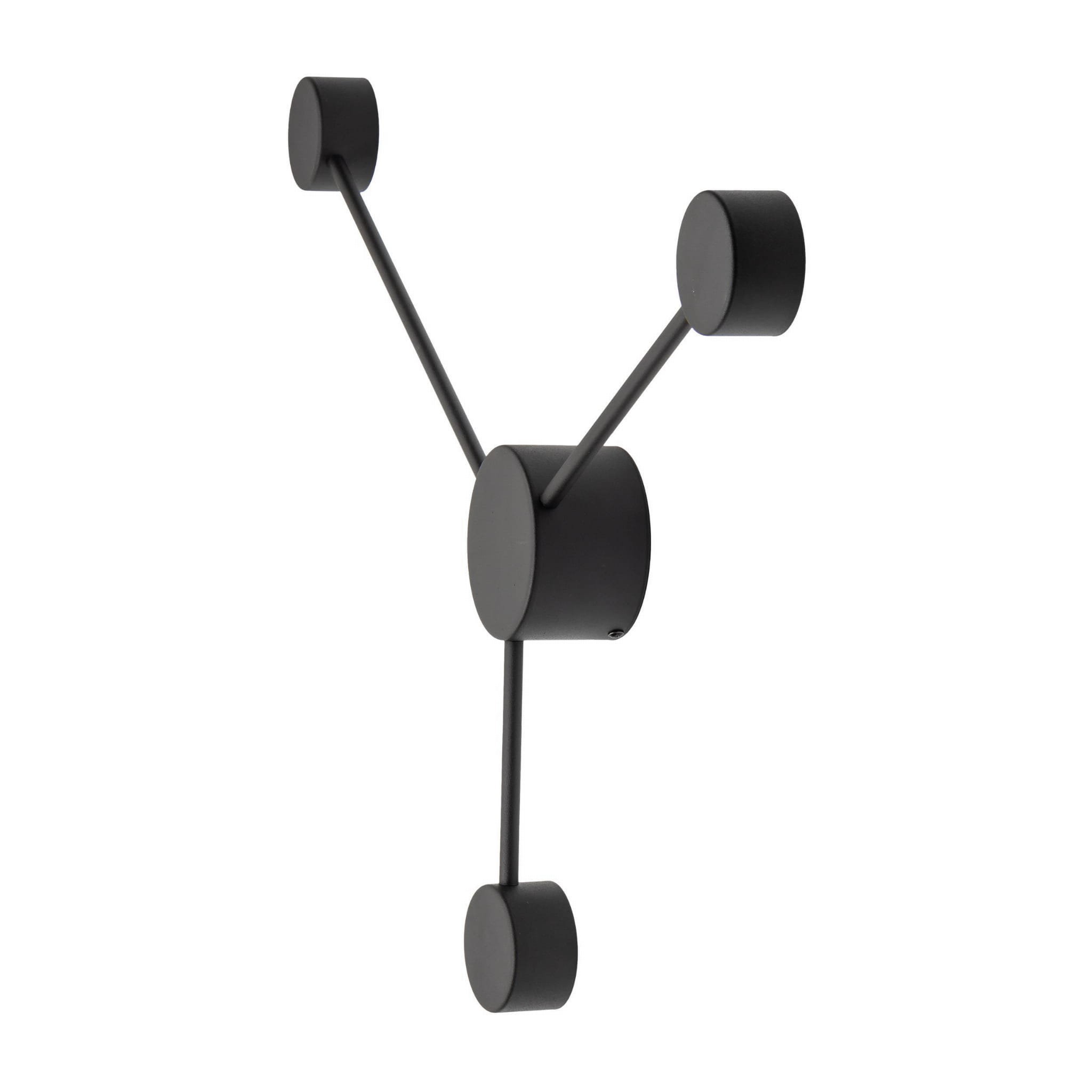 Kinkiet Avia w kolorze czarnym, z trzema okrągłymi źródłami światła na metalowych ramionach. Produkt ma nowoczesny design o minimalistycznych kształtach. Ujęcie z boku, ukazujące jego unikalną konstrukcję.