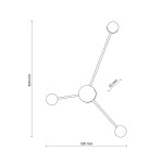 Kinkiet Avia w kolorze czarnym, z trzema źródłami światła (GX53). Produkt o wymiarach 820 mm wysokości i 550 mm szerokości, z charakterystycznymi kulistymi kloszami na końcach ramion.