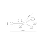 Czarna lampa sufitowa Avia z sześcioma oprawami GX53, o średnicy 660 mm i wysokości 50 mm. Produkt ma minimalistyczny design z równomiernie rozłożonymi źródłami światła, idealny do nowoczesnych wnętrz.