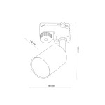 Reflektor spot Tracer 1xGU10 w kolorze czarnym i złotym, o wymiarach 140 mm szerokości i 160 mm wysokości, zamontowany na ruchomej podstawie. Prosty, cylindryczny kształt lampy, z widocznym mocowaniem do szyny.