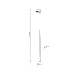 Lampa wisząca Tracer Piano w kolorze czarnym, przeznaczona do szyn, z jednym gniazdem G9. Ma smukły kształt o długości 1170 mm, szerokości 80 mm i grubości 35 mm, zawieszona na cienkim kablu.