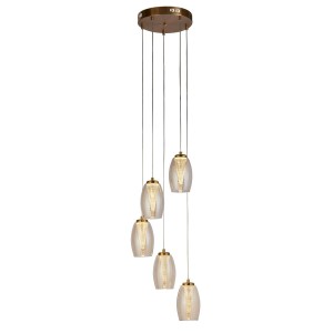 Cyclone lampa wisząca 5xLED/27W brązowa/bursztynowa 7291-5CP