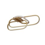 Lampa sufitowa Clip 3xLED/37W w kolorze złotym, o nowoczesnym kształcie złożonym z połączonych elips. Metalowa konstrukcja z białymi akcentami, zamontowana na prostokątnej podstawie. Ujęcie z góry, ukazujące detale designu.