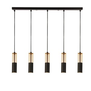 Merrygold lampa wisząca 5xGU10 czarna/bursztynowa 82121-5BK